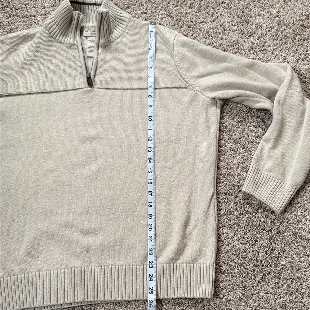 Dockers Men's Cream Quarter Zip Sweater 100% Cotton - Picture 7 of 7